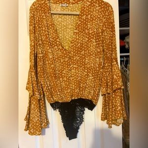 Free People Long Sleeve Thong Bodysuit